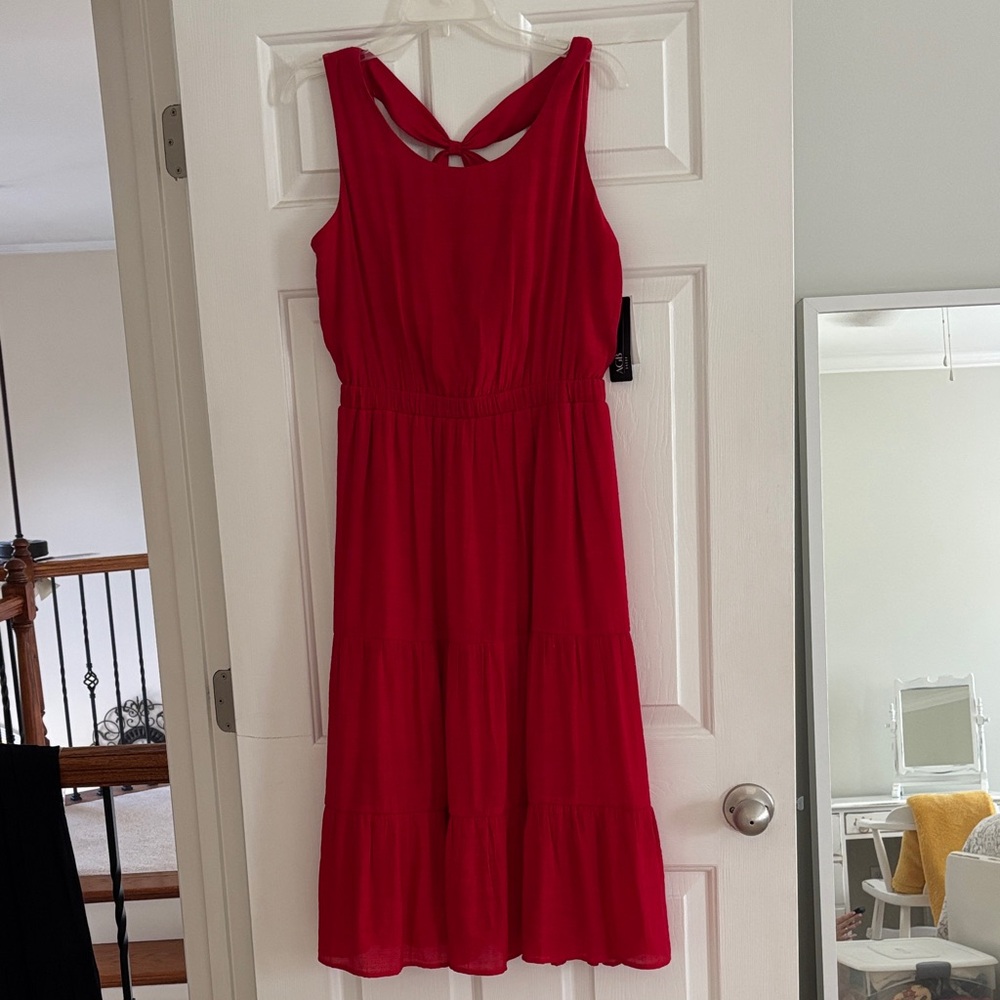 AGB Bold Red Sleeveless Midi Dress